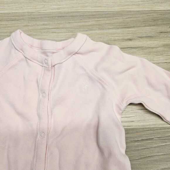 Ralph Lauren Girls Pink Pajamas Footed One Piece 6 Months - Picture 3 of 6